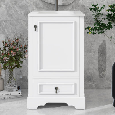Meuble-lavabo de 20 pouces avec lavabo intégré - style lavabo simple, porte à fermeture en douceur, tablette ajustable en forme de U, tiroir à compartiments