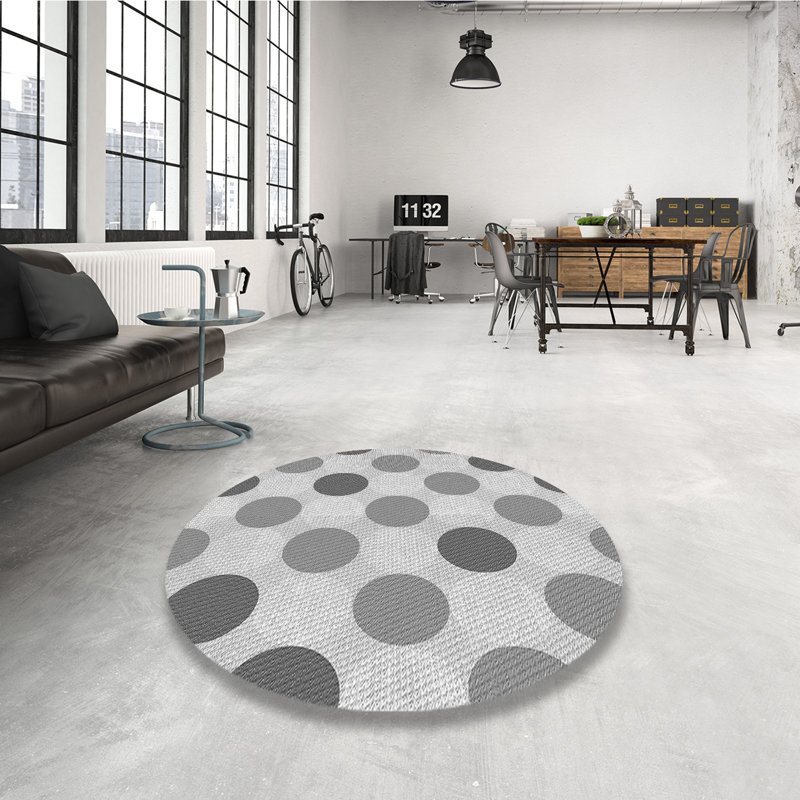 Tapis gris tissé à la machine, Rond 6 pi