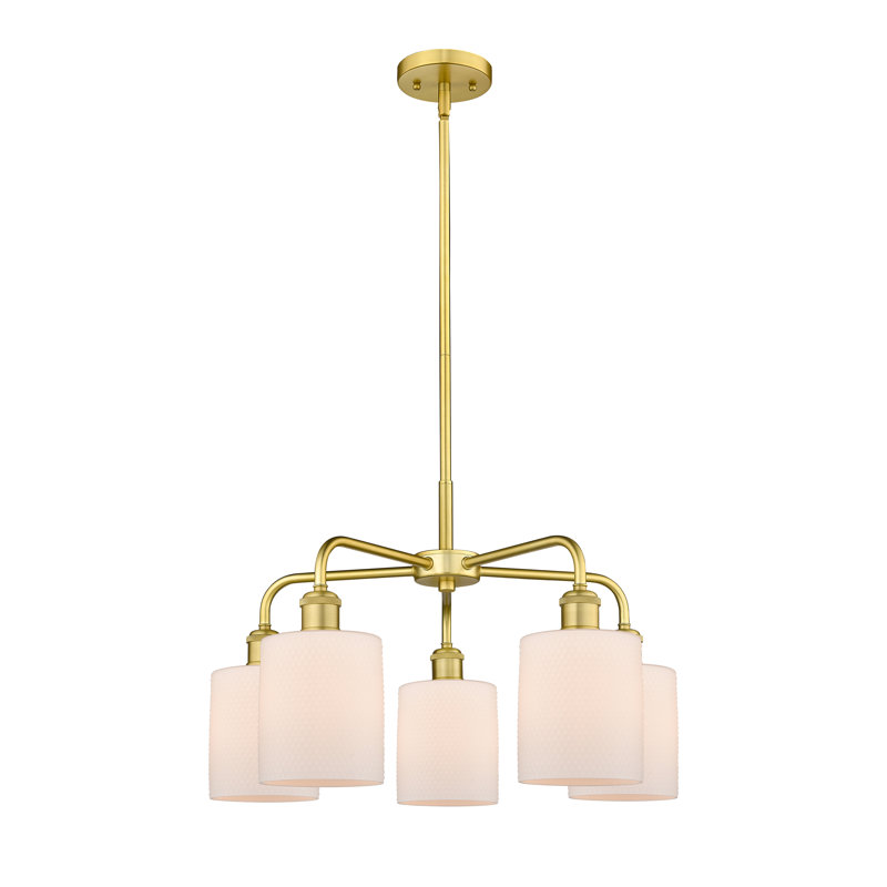 Dublin 5 - Light Steel Dimmable Drum Chandelier, Satin Gold