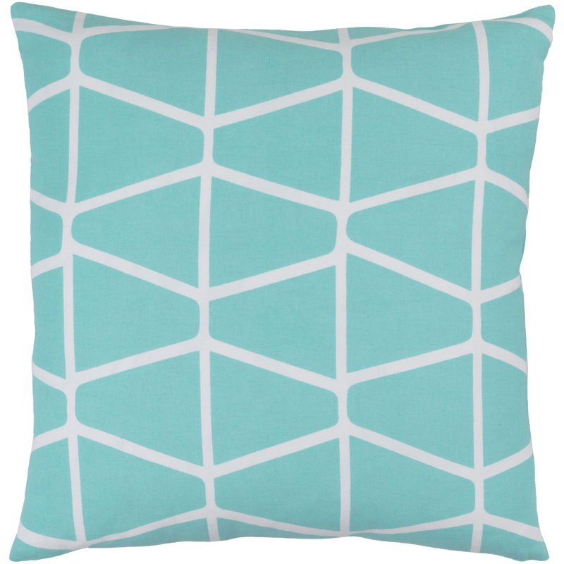 Somerset Geometric Cotton Pillow Cover, 22" H x 22" W x 0.25" D, Mint\White