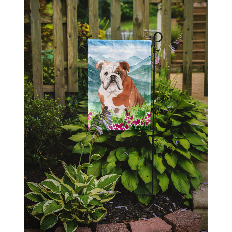 Yorkshire terrier yorkie à 2 côtés en polyester 15 x 11,5 po mountain fleurs drapeau de jardin, Bouledogue (brun/blanc)