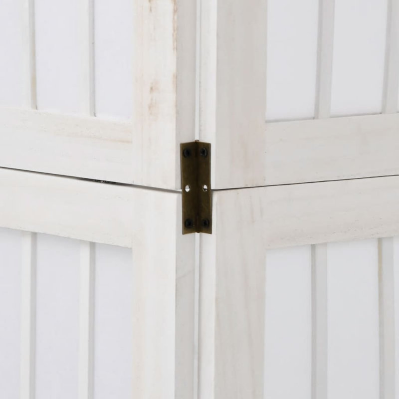 Room Divider 4 Panels Solid Wood Paulownia, White, 180cm H x 145cm W x 1.6cm D