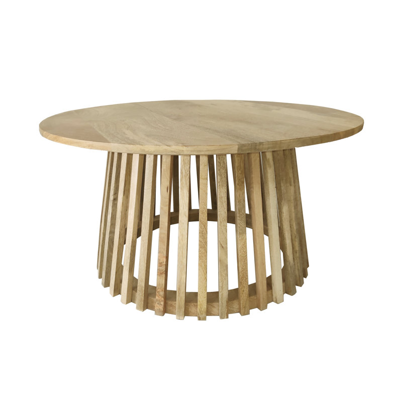 Crowell Solid Wood Pedestal Coffee Table, Oak, 48" H x 40" L x 40" W