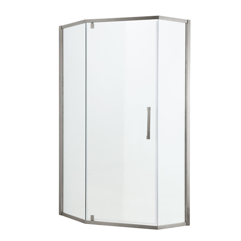 Porte de douche 34-1 / 8 "X 72" Cabine de douche semi-sans cadre à charnière, Nickel brossé
