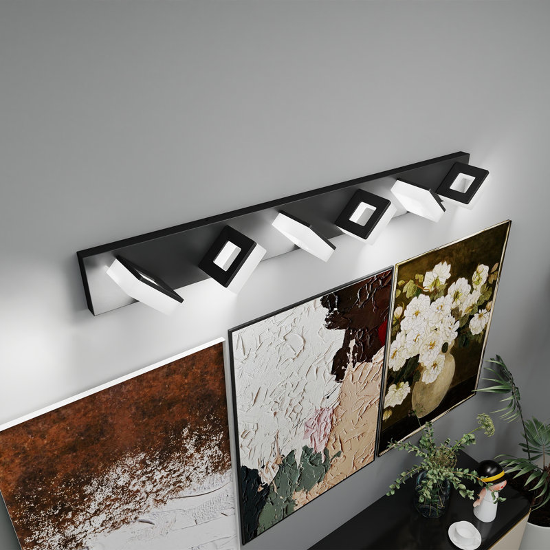 Éclairage à DEL pour meuble-lavabo à DEL, réglable, à intensité variable 3 couleurs (3/4/6000 K), noir mat moderne