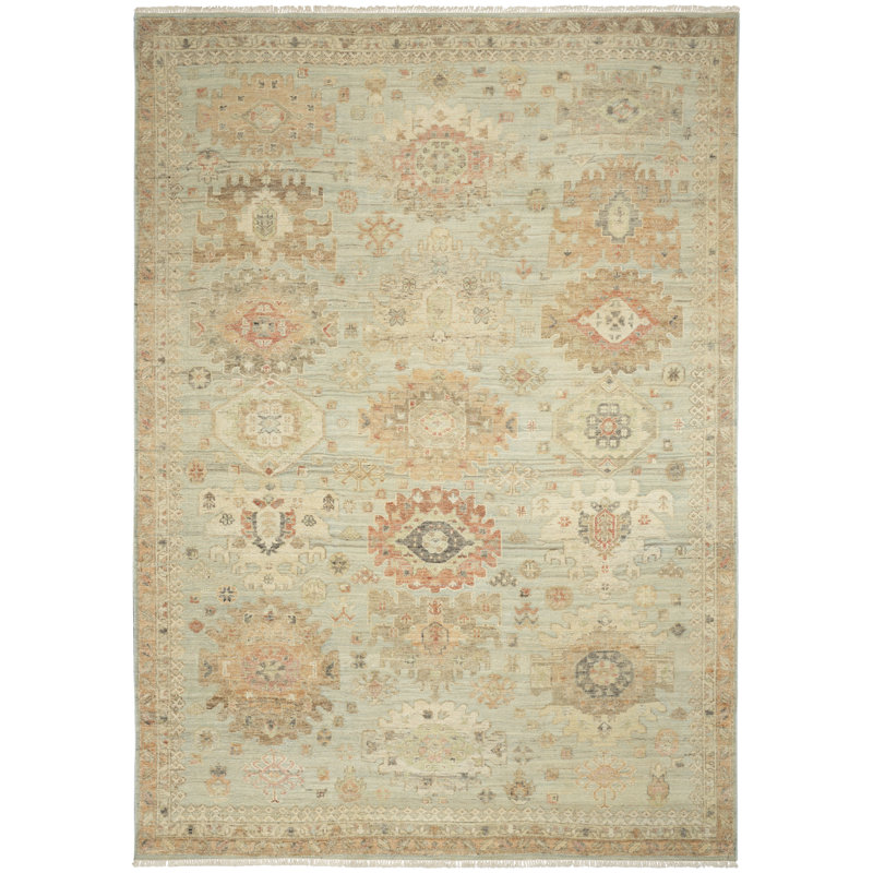 Nourison Heritage Vine 9' x 12' Light Blue Vintage Indoor Rug, Rectangle 9' x 12'