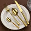 Ensemble de couverts en acier inoxydable, couverts, couverts, couteaux, steak, cuillère à café (or, 5 pièces)