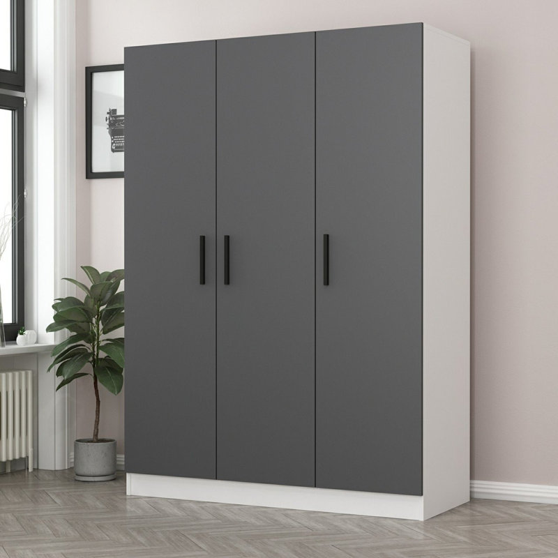 Penderie moderne anthracite, panneau de particules 100% mélaminé, 53,1 po x 82,7 po x 20,5 po | Solution de rangement élégante et fonctionnelle, conception durable | Parfait pour les chambres et les garde-robes contemporains