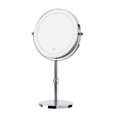 Lighted Makeup Mirror With Brighter Lights,1x/10xtrue Hd Magnifying Tabletop Vanity Mirror With Touch Control, 360°rechargeable Double Sided Mirror With 3 Colours Dimmable Lights