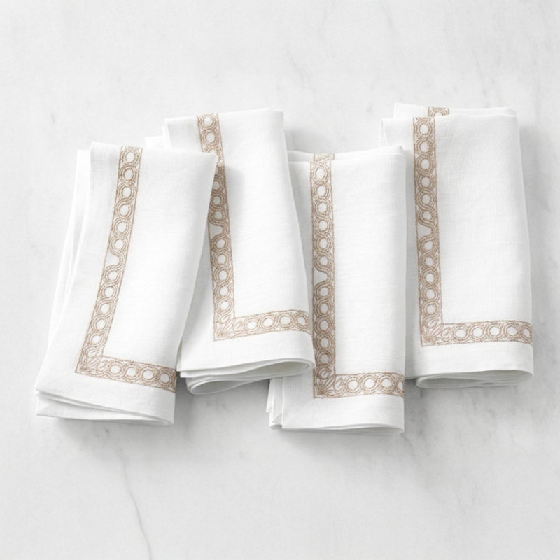 Anatolia Scroll Border Embroidered Napkin