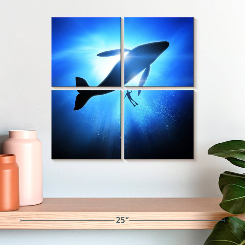 Brampt Diver And Humpback Whale, 18" H x 18" W