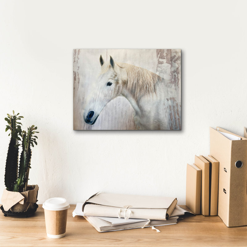 'White Rustic Farmhouse Horse 3' by Irena Orlov, Canvas Wall Art, 12" H x 16" W x 0.75" D