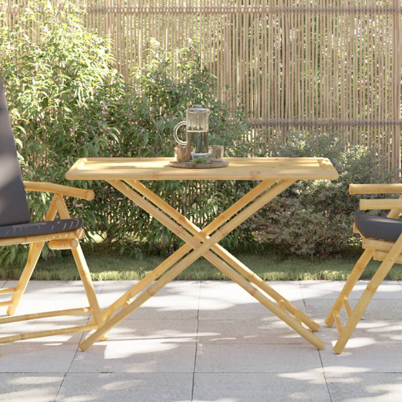 VidaXL Natural Bamboo Folding Patio Table 43.3" x 21.7"
