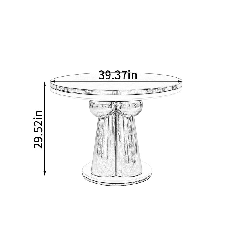 Table ronde créative moderne de luxe avec lumière moderne, H 29,52 po x L 39,37 po x l 39,37 po