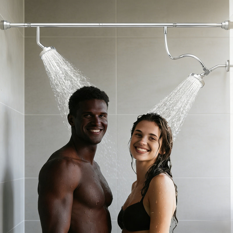 Dual Shower Head For Couples, High Pressure 304 Stainless Steel Adjustable Shower System With 3 Spray Modes, Easy Installation