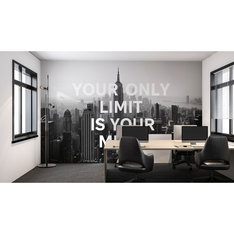 Murale de bureau de motivation - «Your Only Limit Is Your Mind» - Papier peint Manhattan Night Lights Vn893 (non tissé) VN893