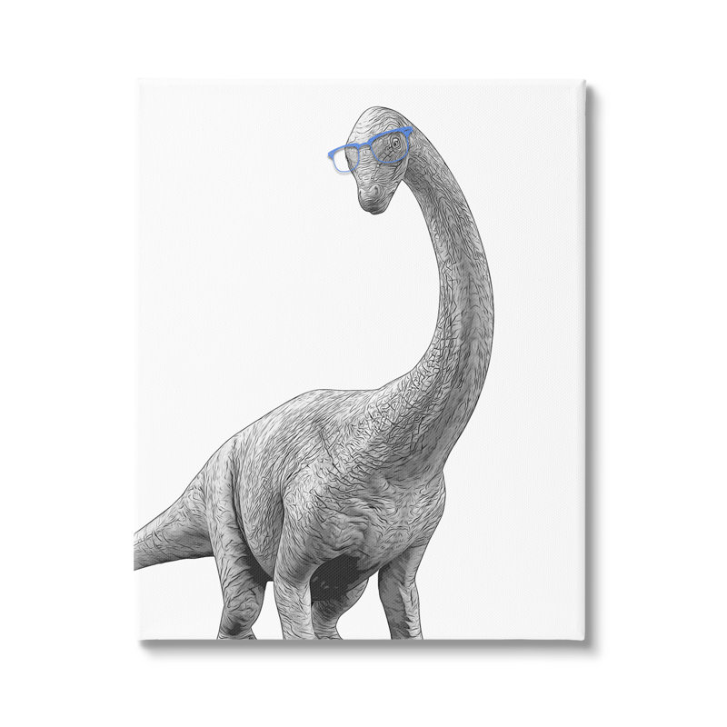 Joli motif de verres à dinosaures monochromes bleus par Annalisa Latella - impression, H 30 po x l 24 po, Toile tendue