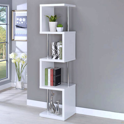 Bibliothèque blanche et chrome à 4 niveaux