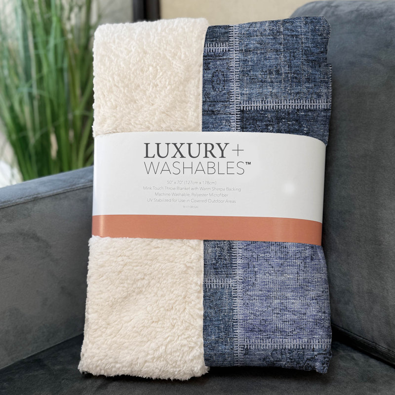 Jeté patchwork Addison Sherpa ASB772, Bleu