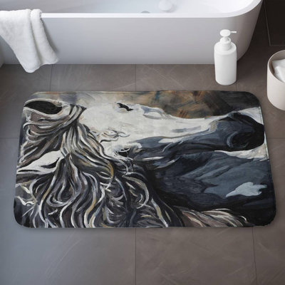 Front wild horse Bath Mat with Non-Slip Backing - Quick Dry Memory Foam Bathroom Rug - Absorbent - Modern Plush Spa-Style - Machine Washable