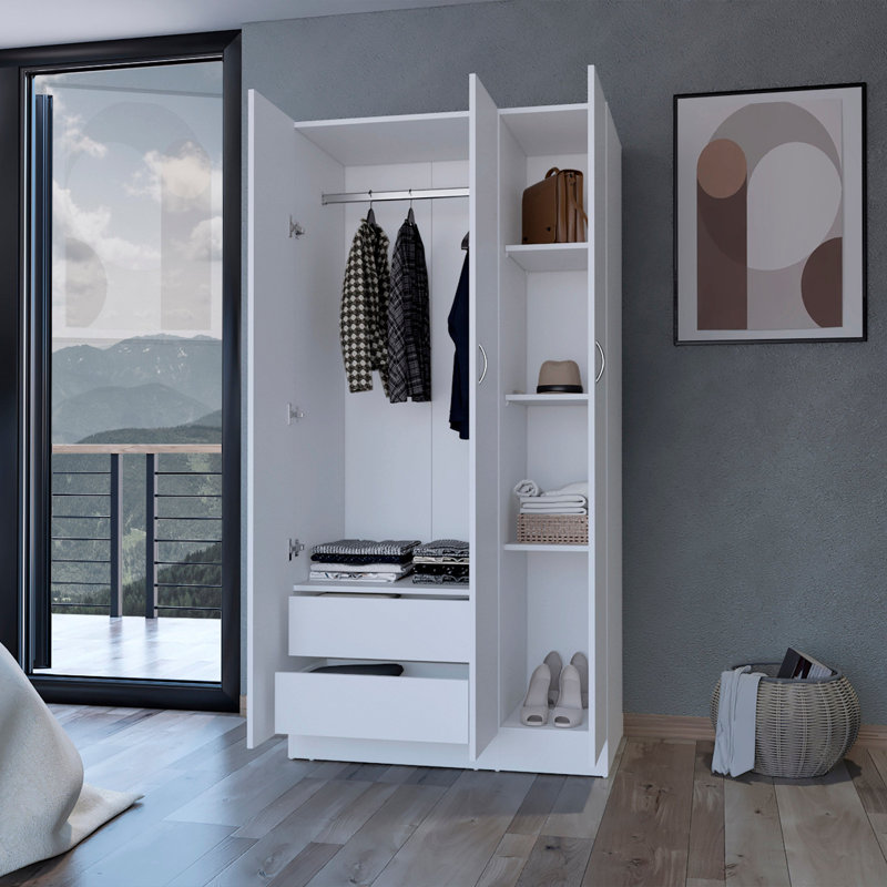  Commode combinée 35 po à deux tiroirs blancs