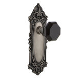 Black Crystal Waldorf Interior Mortise Door Knob with Victorian Long Plate