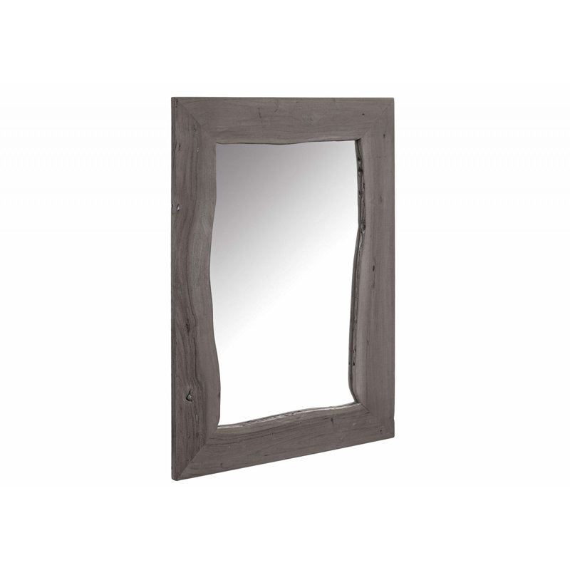 Wood Wall Mirror, Grey