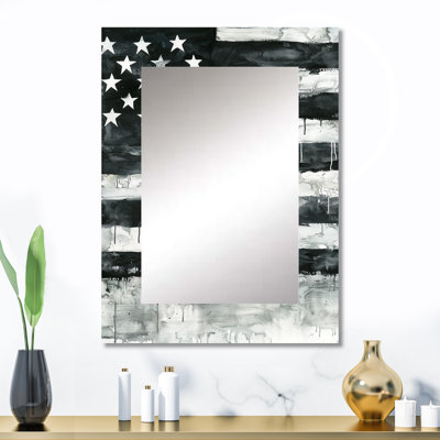 Drapeau des États-Unis en patriotisme monochrome - miroir décoratif patriotiste des États-Unis, miroir mural moderne, impression d'art en métal