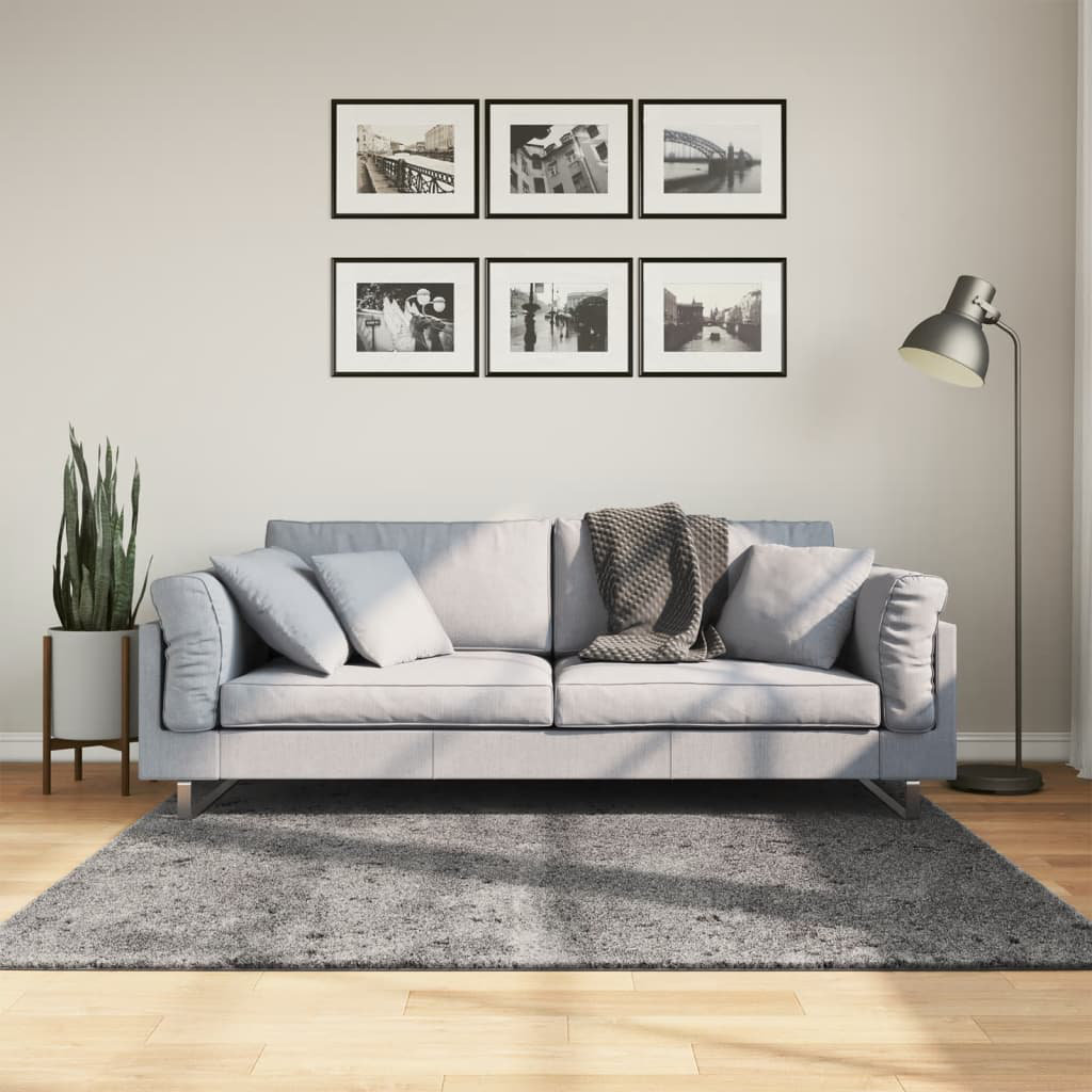 Rug "HUARTE" Short Pile Soft and Washable Anthracite