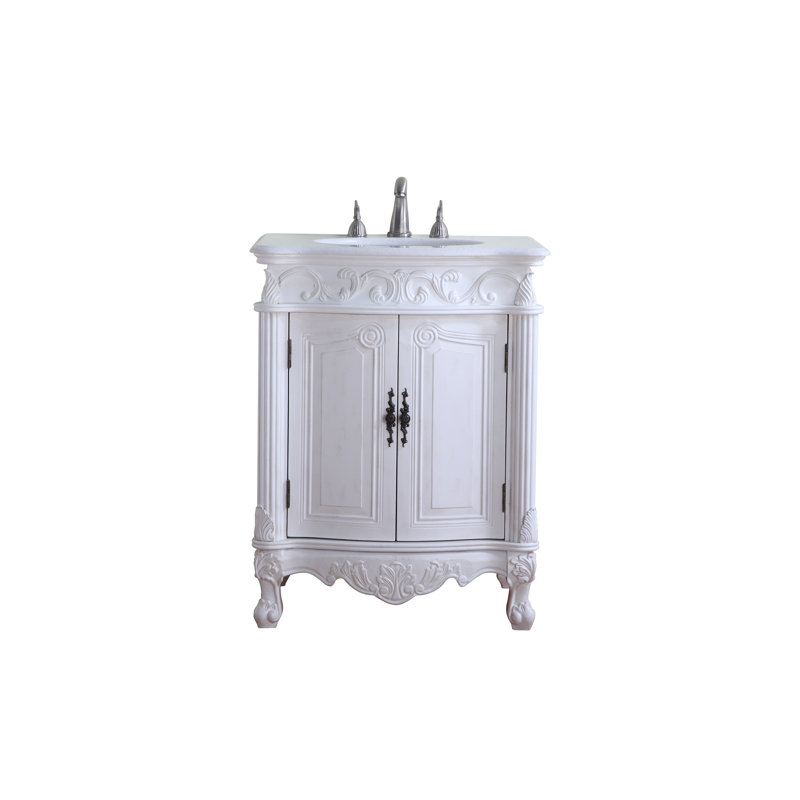 Ensemble de meuble-lavabo simple 27 po Aurillac, Blanc antique, Blanc pur