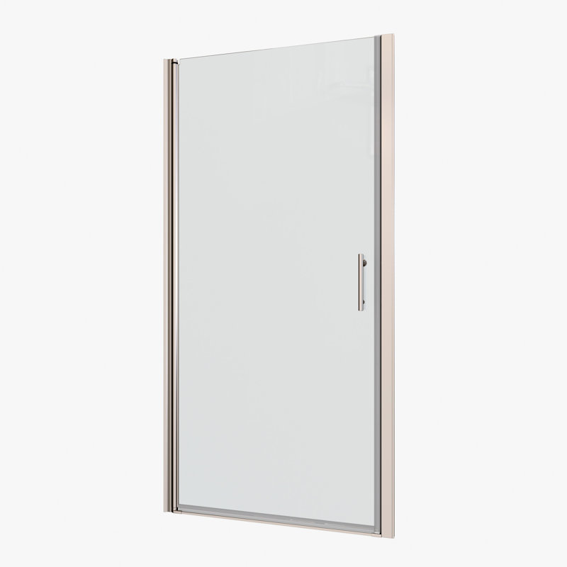 Ouverture extérieure de la porte de douche pivotante réglable de 3/8 po avec finition en verre trempé transparent 3072 de 1/4 po, rainure murale, poignée en acier inoxydable no. 304, test d'ouverture et de fermeture 36 000 fois, système lisse, bon