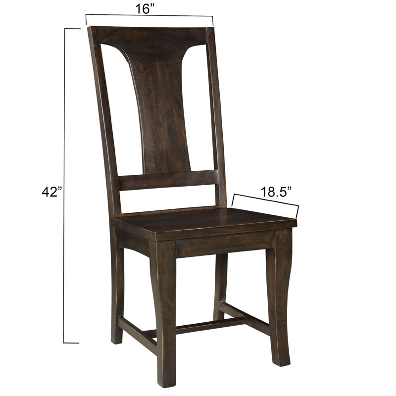Toulon Solid Wood Slat Back Side Chair in Vintage Brown, Vintage Brown, Vintage Brown