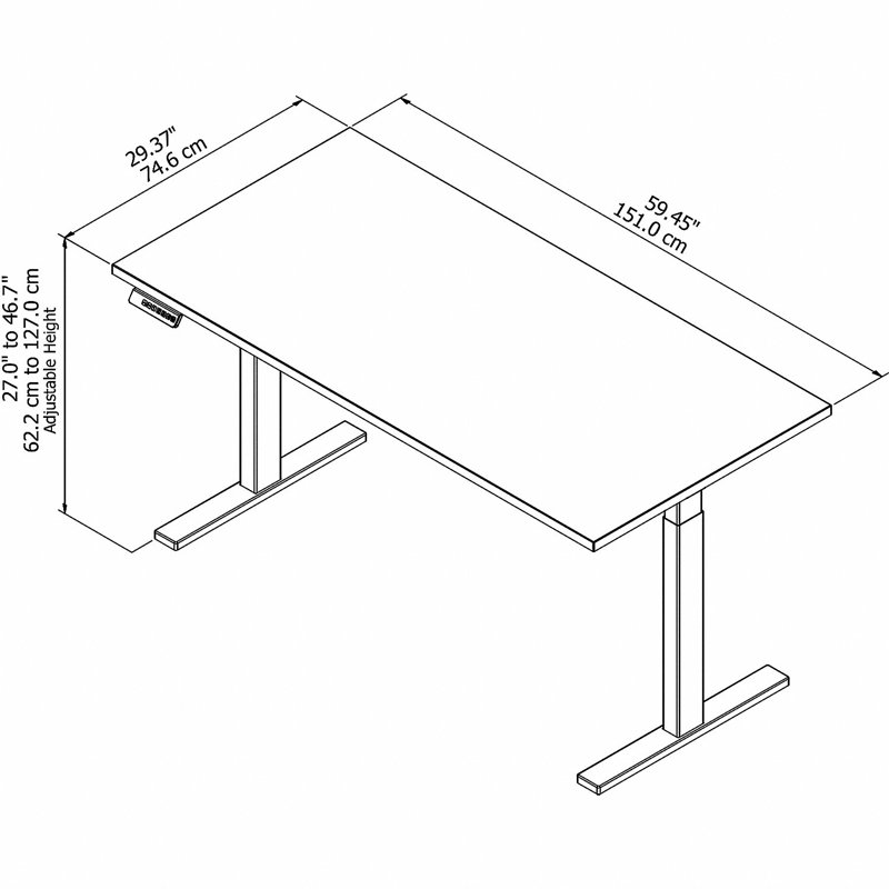 Move 60 Series Adjustable Metal Base Standing Desk, Gray/Black, 48" H x 59" W x 29.37" D