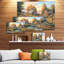 Birches in Autumn Village Landscape - Impression sur toile tendue-25538779