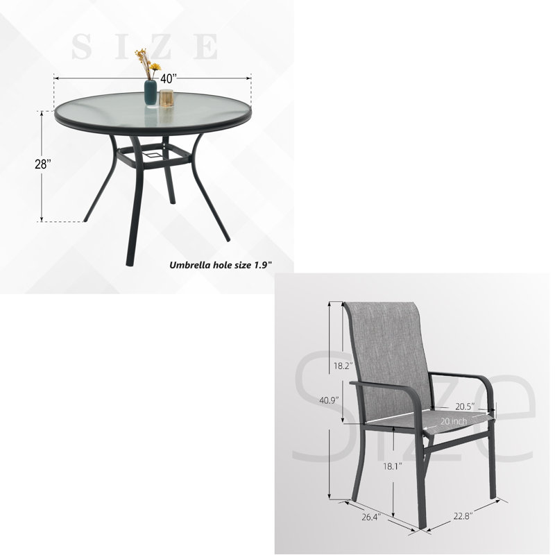 4 - Person 40" Round Patio Dining Set, Gray