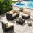 Seville 4 - Person Outdoor Wicker Patio Set with Cushions-1416119891