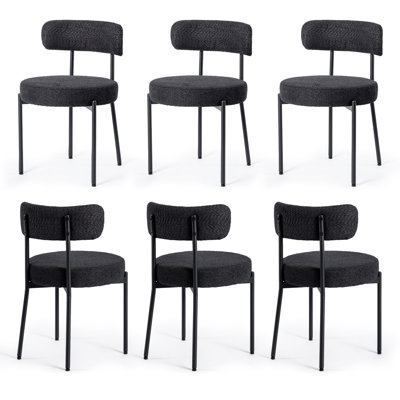 Dining Chairs Set of 6, Kitchen Dining Room Chairs, Mid Century Modern Upholstered Boucle Chairs -  Corrigan StudioÂ®, 4A694BBBD456495E9E61DF5713ACC596