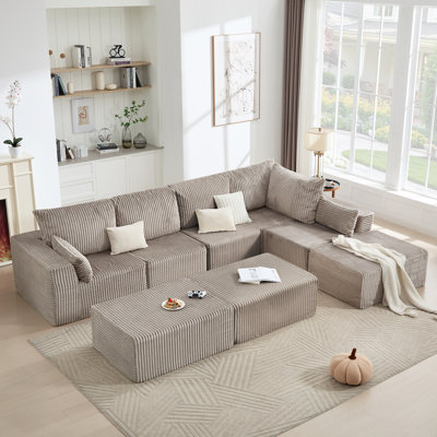Canapé modulaire surdimensionné en U en chenille de velours côtelé 8 pièces avec repose-pieds 8 pièces