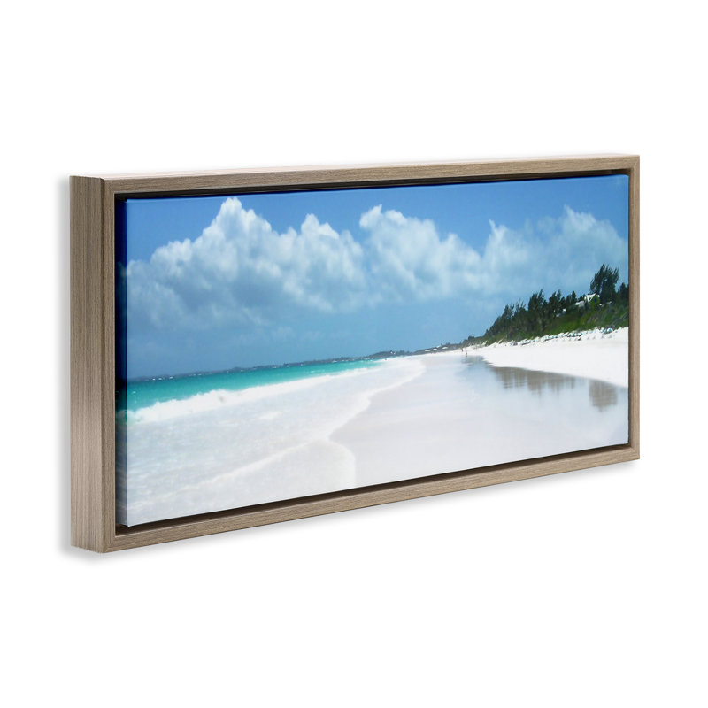 "Pink Sands Shore", art mural sur toile flottante par Noah Bay, Cadre flottant orme Montalcino, H 11 po x l 25 po