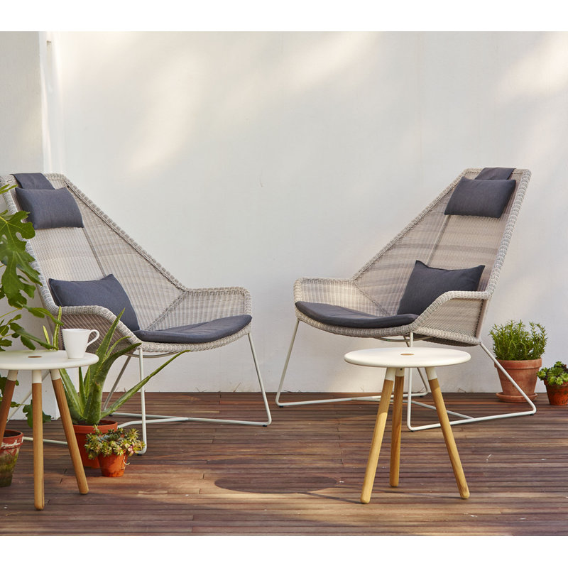 Area Outdoor Round Teak Side Table, White