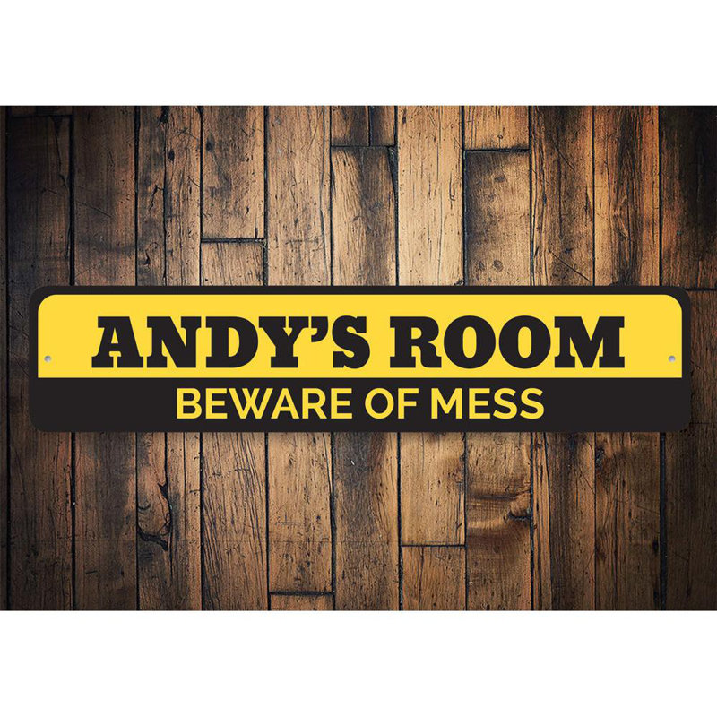 Panneau en aluminium «Beware Of Mess», H 4 po x l 18 po x P 0,04 po