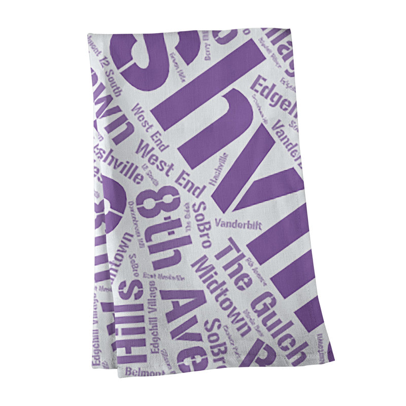 Cotton Tea Towel Kitchen Towel, Purple, Nashville