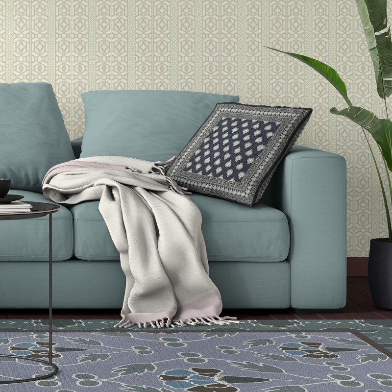 Coussin Kashmiri, H 16 po x l 16 po, Gris