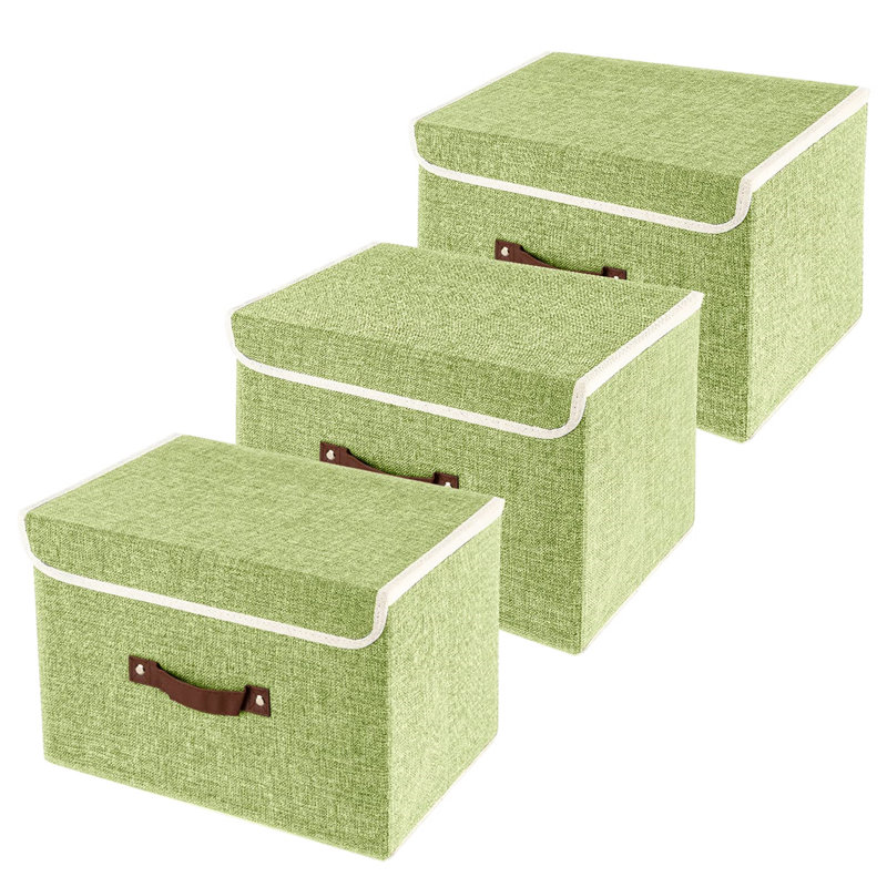 Brayden Studio Camar Fabric,Plastic Decorative Bin, Green