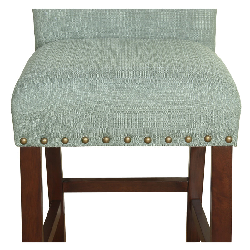 Arlene 24" Counter Stool with Nailheads, Green Seafoam