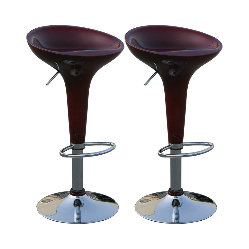 Huntington Swivel Adjustable Height Bar Stool, Chrome/Red