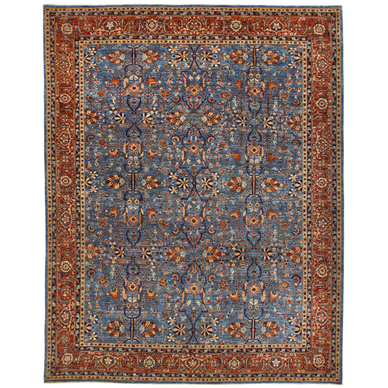 Tapis bleu et rouille 9 x 12