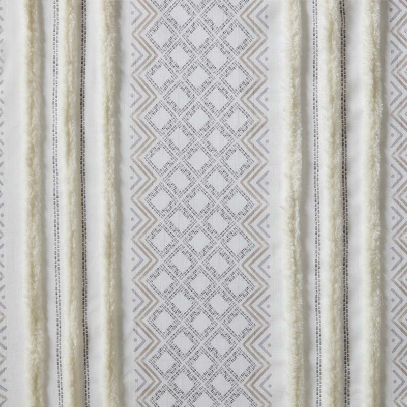 Polyester Curtains,Curtain Panel with Tufted Stripe and Lining