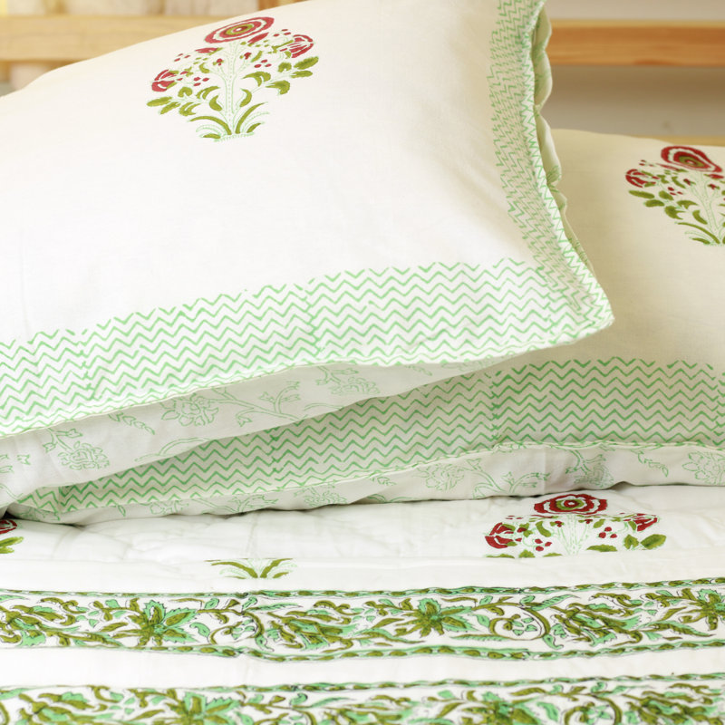 Honcut Cotton Floral Bedspread with Pillowcases