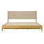  Structure de lit plateforme en bois d'hévéa très grand avec tête de lit, base et support de matelas Mid Century Modern, beige-1990777288-1990777293